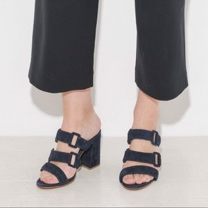 By Far navy suede sandals